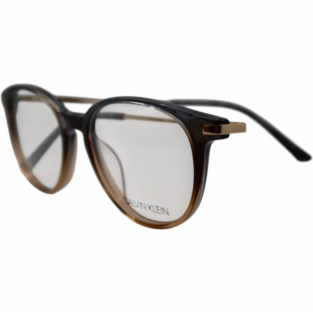 Calvin Klein Women’s Eyeglasses | Crystal Grey | Round Full Rim | 51–17–140